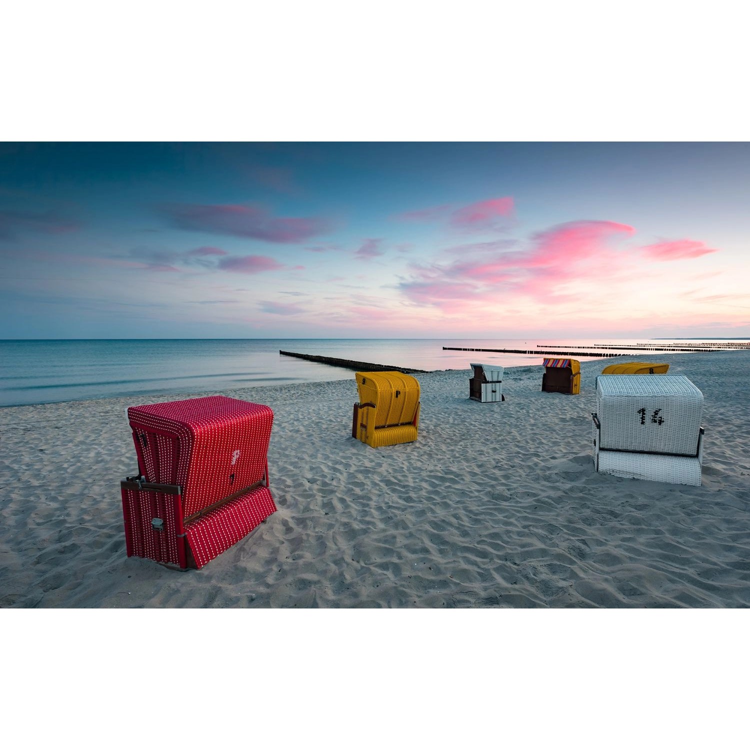 Sanders & Sanders Fototapete Strand Blau Grau und Rosa 450 x 280 cm 612647