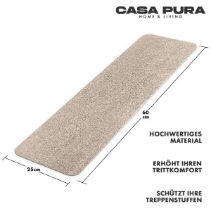 Beige, selbstklebende Karat Stufenmatte Leipzig, 21x65 cm, ohne Lippe, für Treppenschutz.