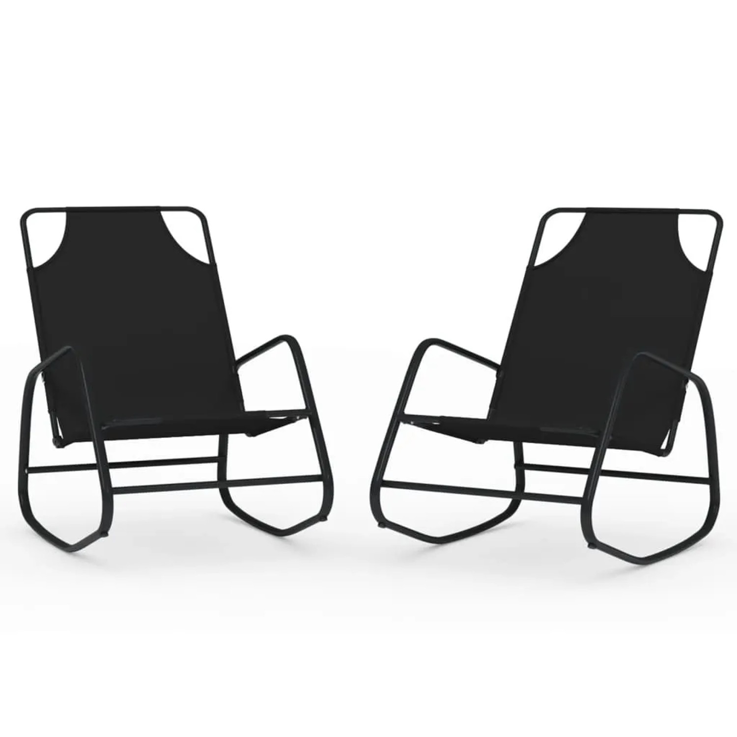 Furnicato Schaukelliegen 2 Stk Aus Pulverbeschichtetem Stahl Und Textilene 89 X 58 X 935 Cm Schwarz