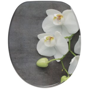Sanilo WC-Sitz Pretty mit Absenkautomatik, Holz, Orchideen-Design.