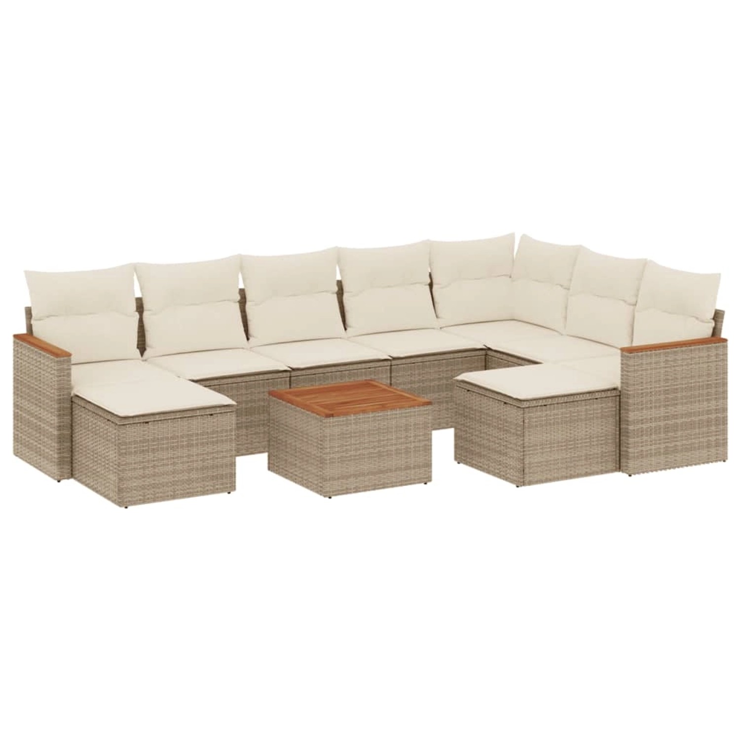 vidaXL 10-Tlg Garten-Sofagarnitur mit Kissen Beige Poly Rattan 3226548 günstig online kaufen