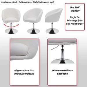 6er Set: Anthrazit Esszimmerstuhl mit Stoffbezug, drehbar und höhenverstellbar.