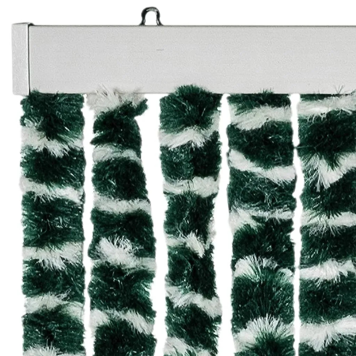 Grün-weißer Insektenschutz-Vorhang aus Chenille, 100x220 cm, für Fenster und Türen.