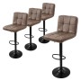 ML-Design Barhocker 4er Set, braunes Kunstleder, gepolstert, mit schwarzem Metallgestell.