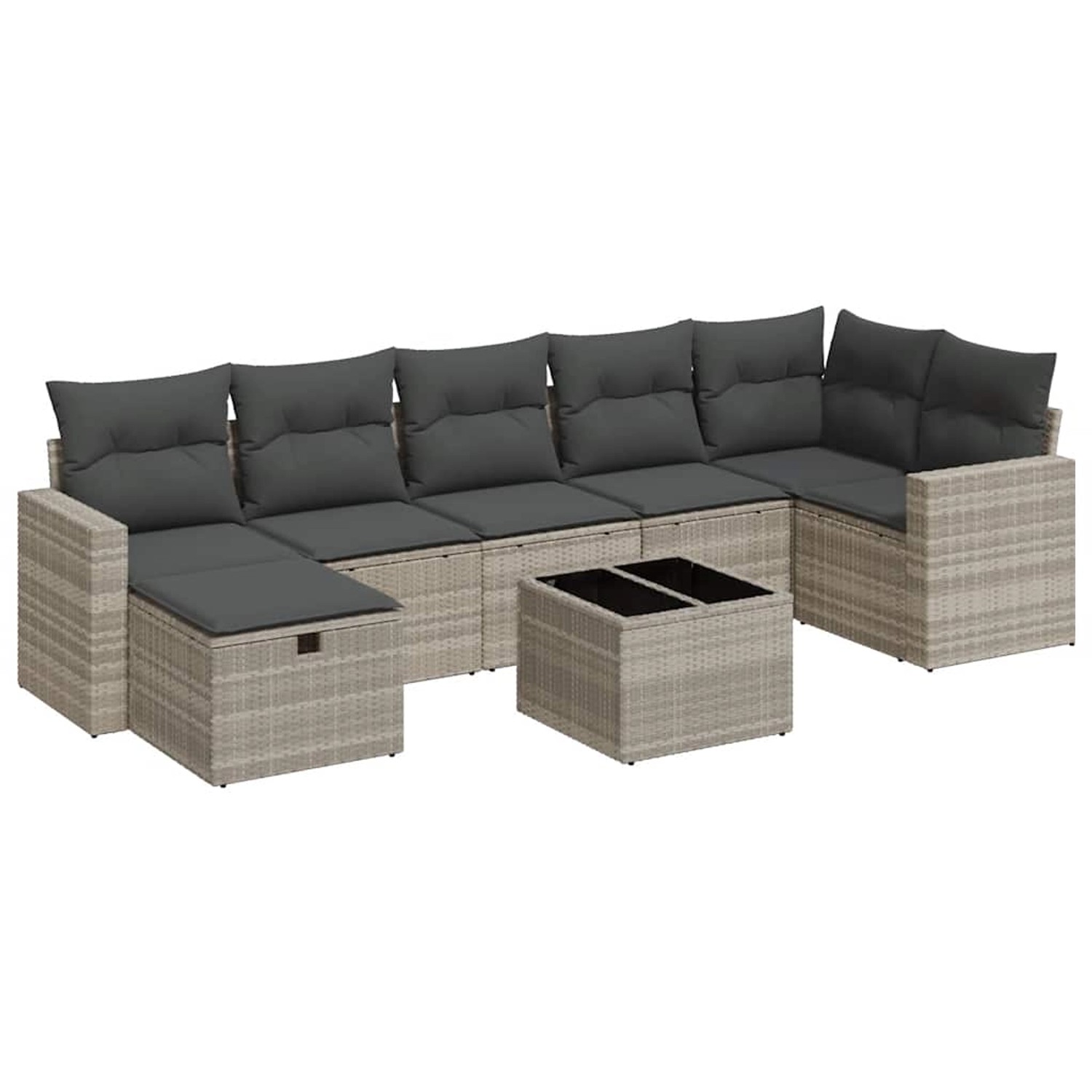 vidaXL 8-Tlg Garten-Sofagarnitur mit Kissen Hellgrau Poly Rattan 3325418 günstig online kaufen