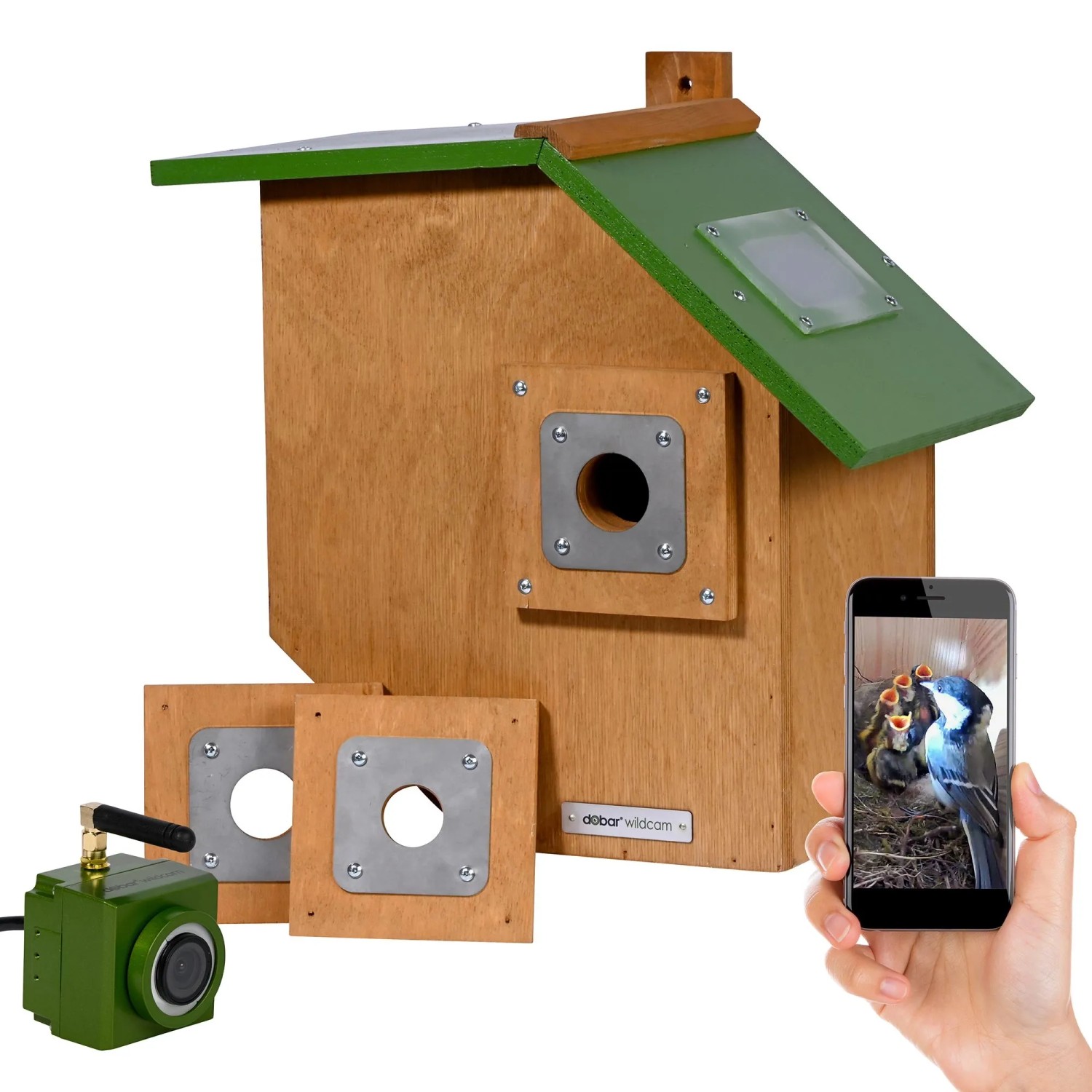 Dobar Holz-Nistkasten Flachdach inkl. HD-WiFi-Kamera und App FSC®