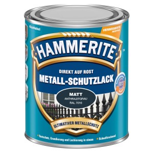 Dose Hammerite Metall-Schutzlack Anthrazit matt, Rostschutz, Grundierung und Lack in einem.