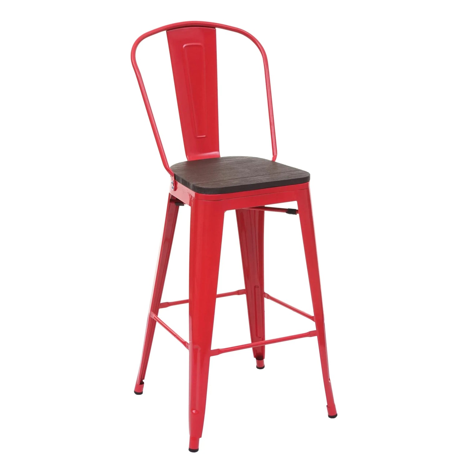 MCW Barhocker A73 Inkl. Holz-Sitzfläche Rot