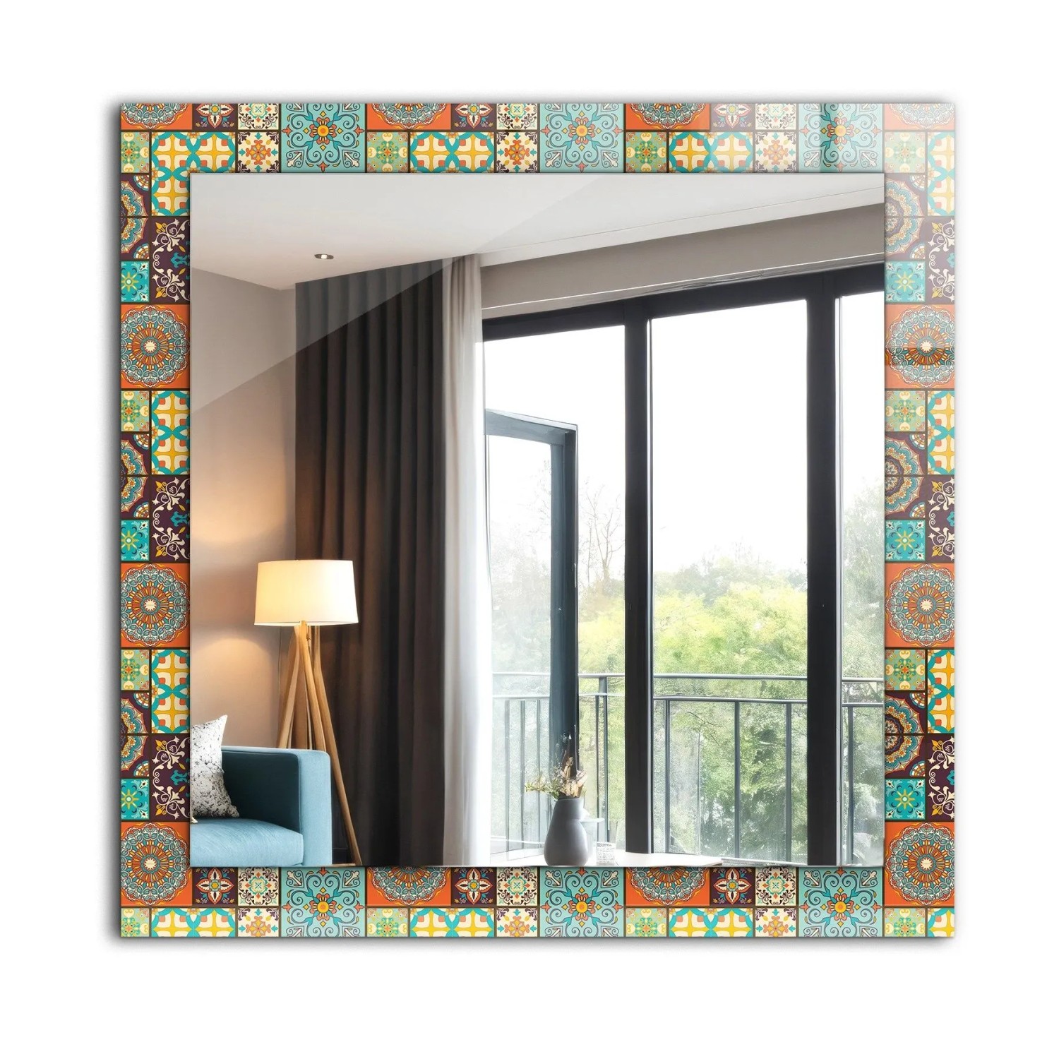 Tulup Spiegel mit Motivdruck Bunte Mosaikfliesen 60x60 cm Rechteckig Spiege günstig online kaufen