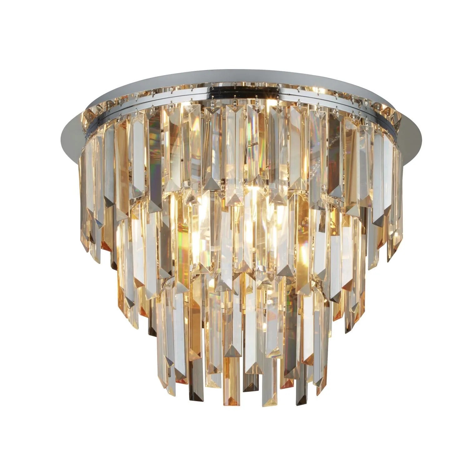 Licht-Erlebnisse Deckenleuchte Kristall Schirm in Creme Grau Ø 45 cm Art Deco 5x E14