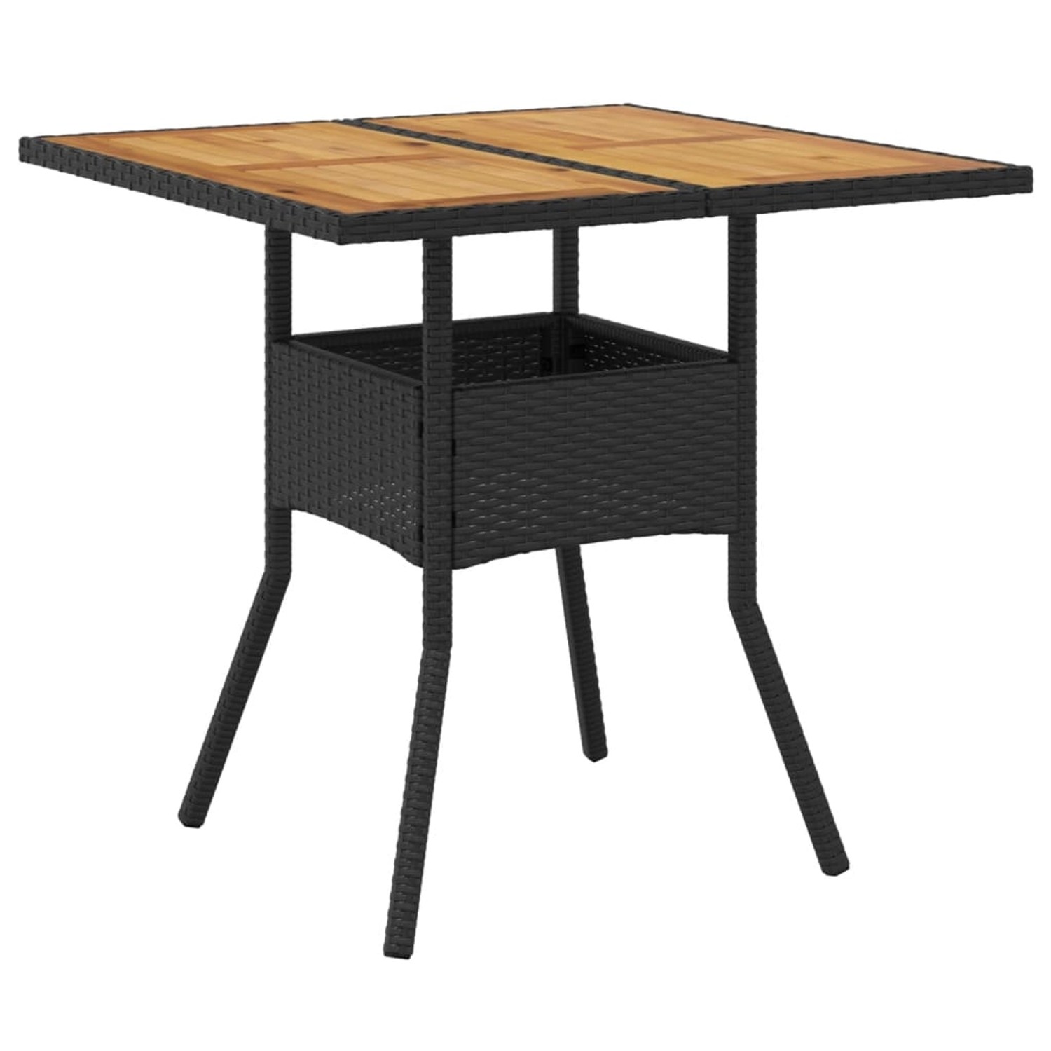 vidaXL Gartentisch mit Holzplatte Schwarz 80x80x75 cm Poly Rattan 365519 günstig online kaufen