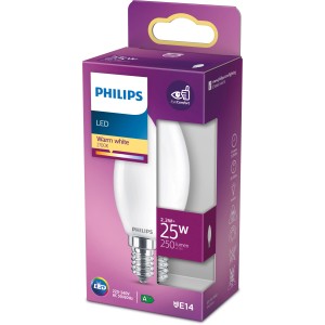 Philips LED-Lampe E14 Kerzenform, 2,2W, warmweiß, in Verpackung.