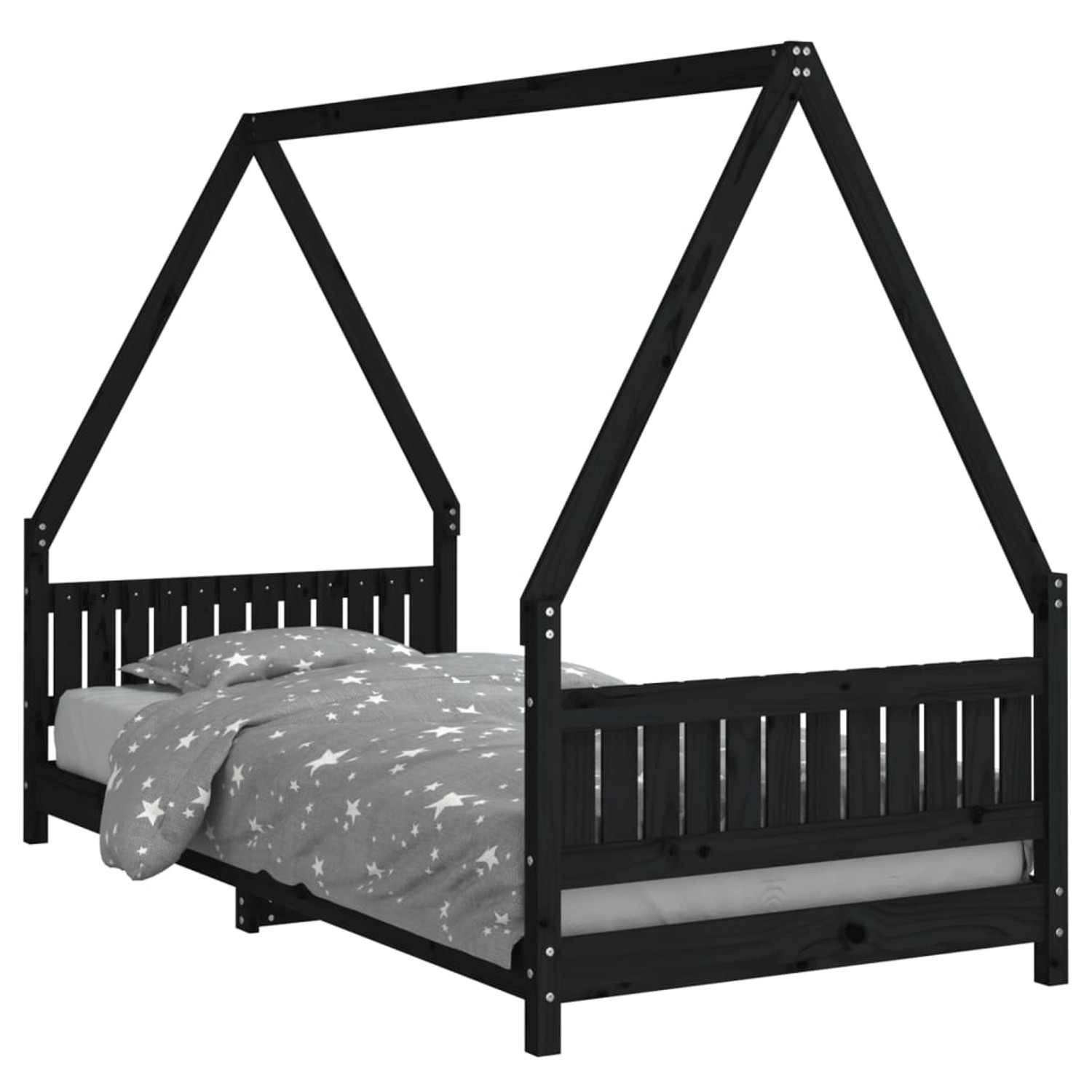 vidaXL Kinderbett Schwarz 90x200 cm Massivholz Kiefer 834500 günstig online kaufen