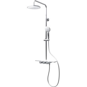 Schulte Duschsystem Rain III Modern mit Ablage, verchromt, mit Kopf- und Handbrause.