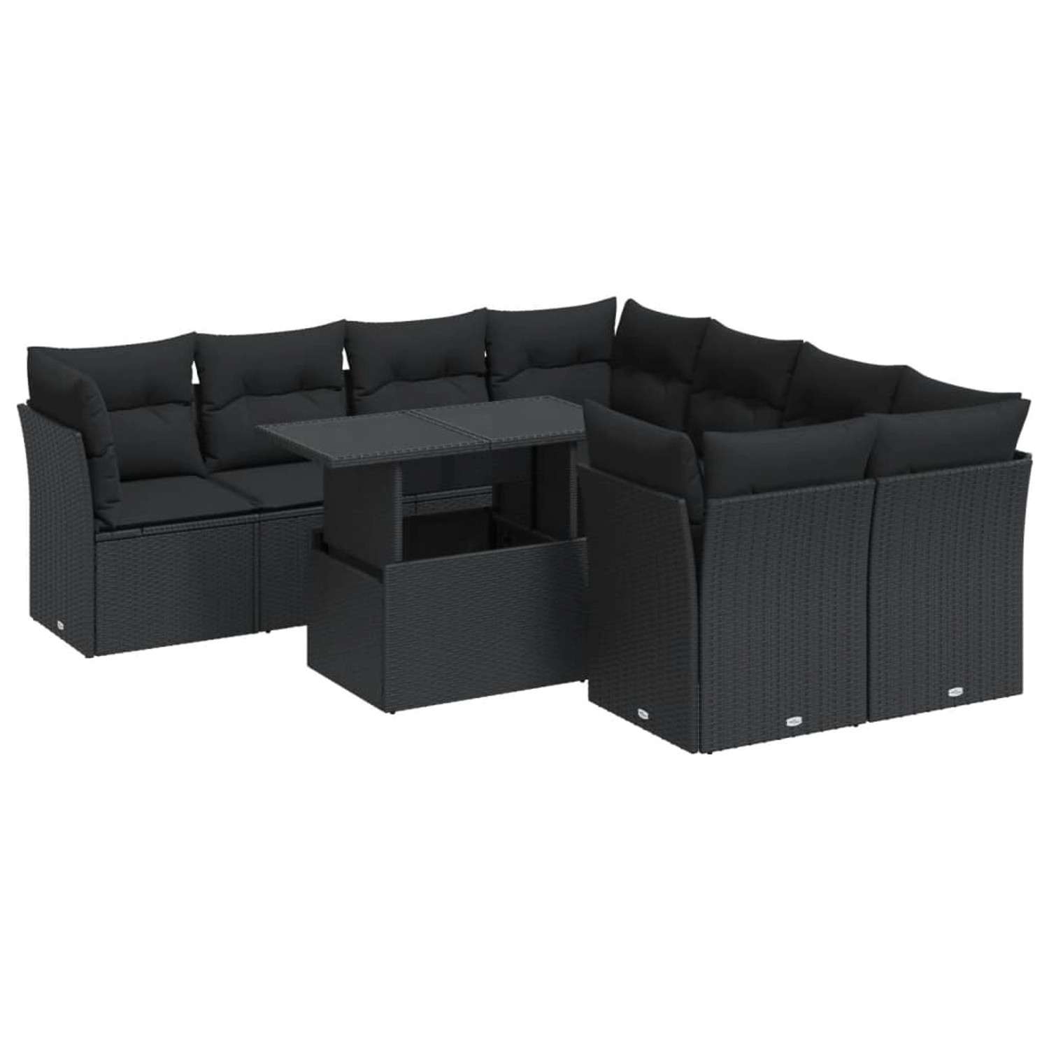 vidaXL 9-Tlg Garten-Sofagarnitur mit Kissen Schwarz Poly Rattan 3326126 günstig online kaufen