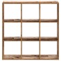 VidaXL Bücherregal in Altholz-Optik, 102x102cm, mit 9 Fächern. Wandregal aus Holzwerkstoff.
