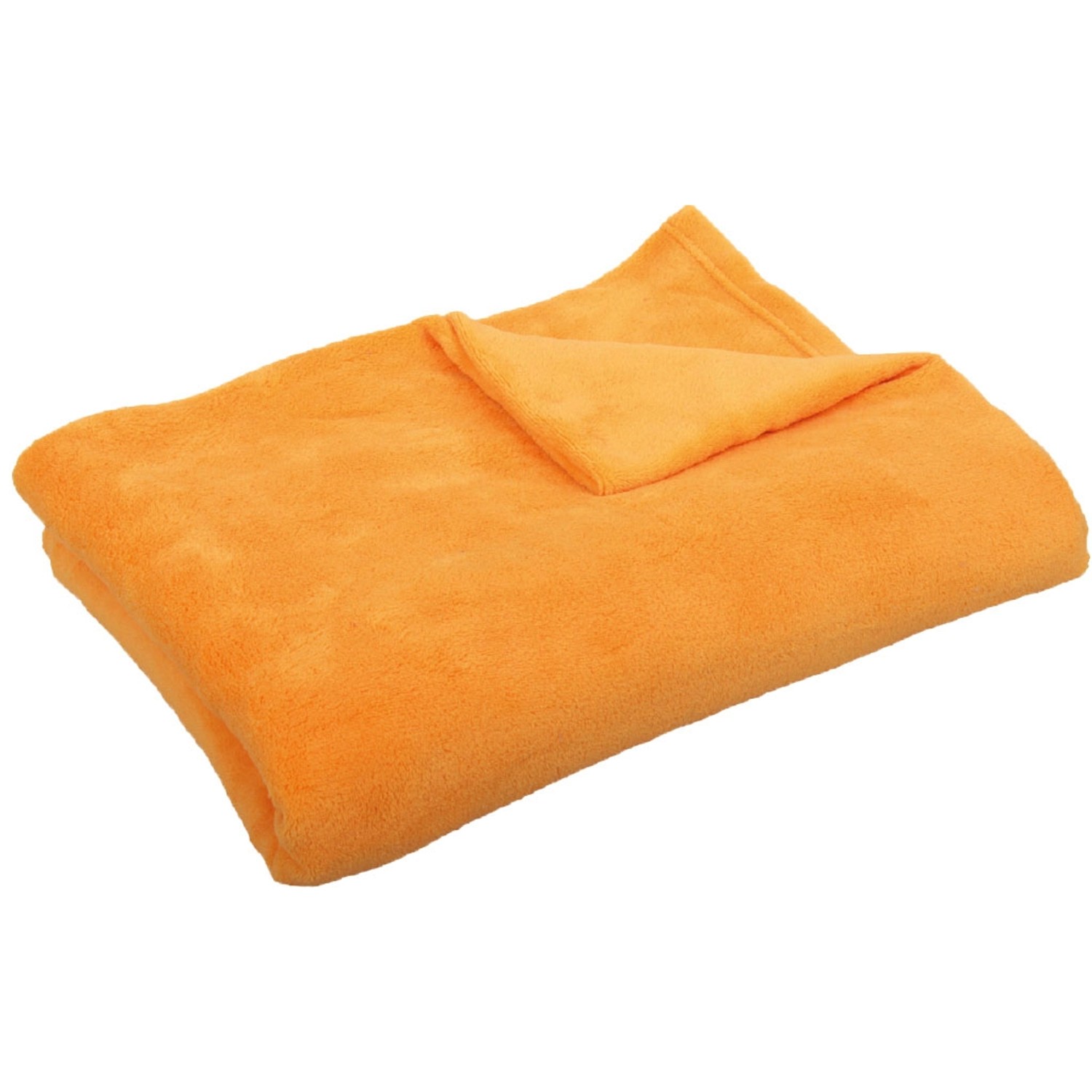 Bestgoodies Mikrofaser Decke in Orange Apricot, 130x170 cm. Kuschelig weiche Wohndecke.