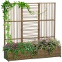 Outsunny Blumenkasten mit Spalier PE-Rattan Stahl 103L x 103B x 29H cm Sand