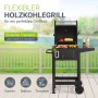 Juskys Holzkohlegrill Missouri mit Abdeckplane, Grillwagen mit Ablagefläche und Thermometer.