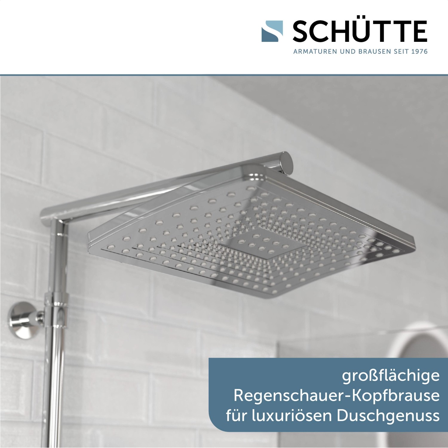 Schütte Brauseset Trento mit Thermostatarmatur, Chrom, mit großer Regendusche.