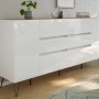 Posseik Sideboard Industrial R, 200 cm, weiß/Eiche, mit 6 Schubladen und 2 Türen.