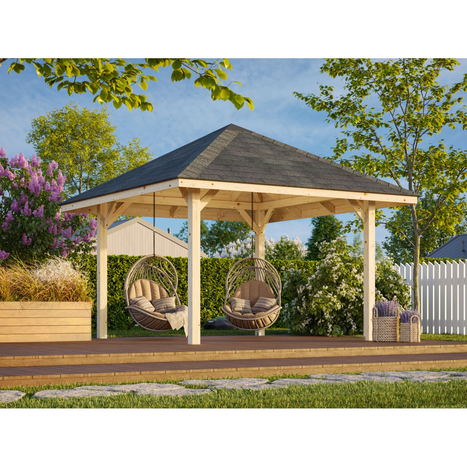 Palmako Pavillon Bianca 300 x 300 cm Lackiert Weiß FSC® günstig online kaufen