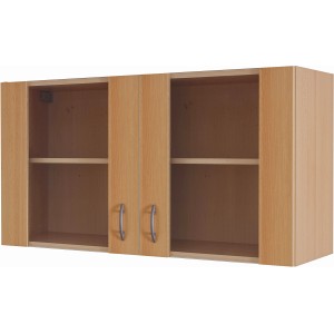 Flex-Well Hängeschrank Nano, 100 cm, Buche Nachbildung, Küchenschrank mit zwei Türen und Einlegeboden.