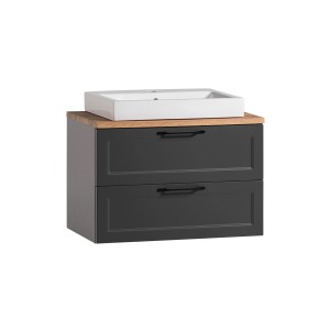 Held Möbel Waschtisch Padua, 80 cm, matt Grau-Graphitgrau mit Aufsatzbecken.