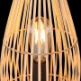 Globo Tischlampe Laglio aus Bambus und Hanf, naturfarben, mit schwarzem Metallsockel.