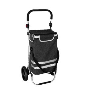 Relaxdays Einkaufstrolley Polyester Aluminium Schwarz Klappbar Mit Kühltasche 45 l 104 cm x 49 cm x 38 cm 2,7 kg