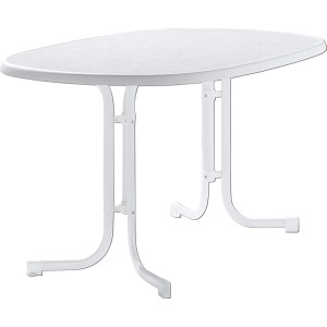 Weißer, rechteckiger Sieger Klapptisch (90x140 cm) für Garten oder Balkon. Praktisch klappbar.