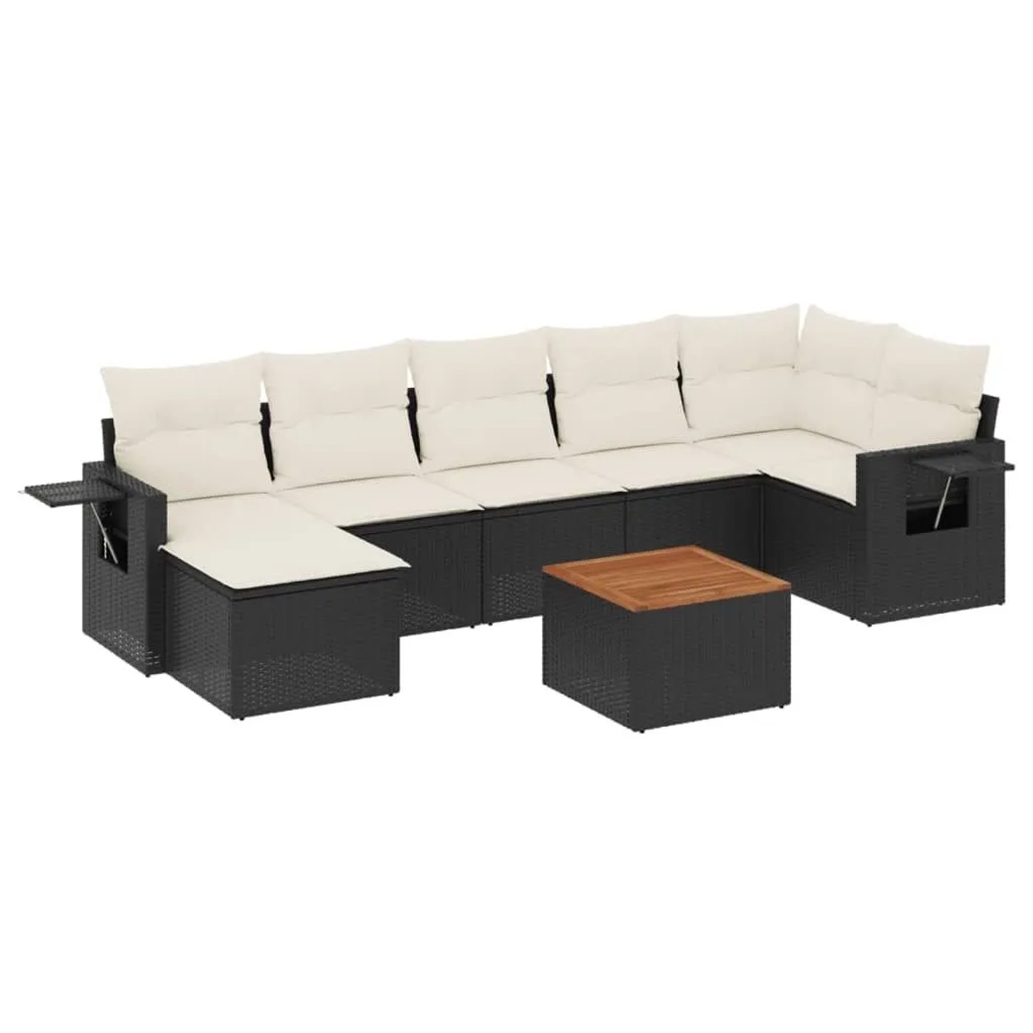 vidaXL 8-Tlg Garten-Sofagarnitur mit Kissen Schwarz Poly Rattan 3224670