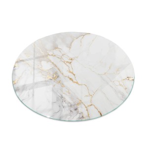 Tulup Tischplatte Edler Marmor mit Adern Glastischplatte 80x80 cm Weiß Tischplatte Runde Tischplatte aus Glas Tischplatte aus Glas