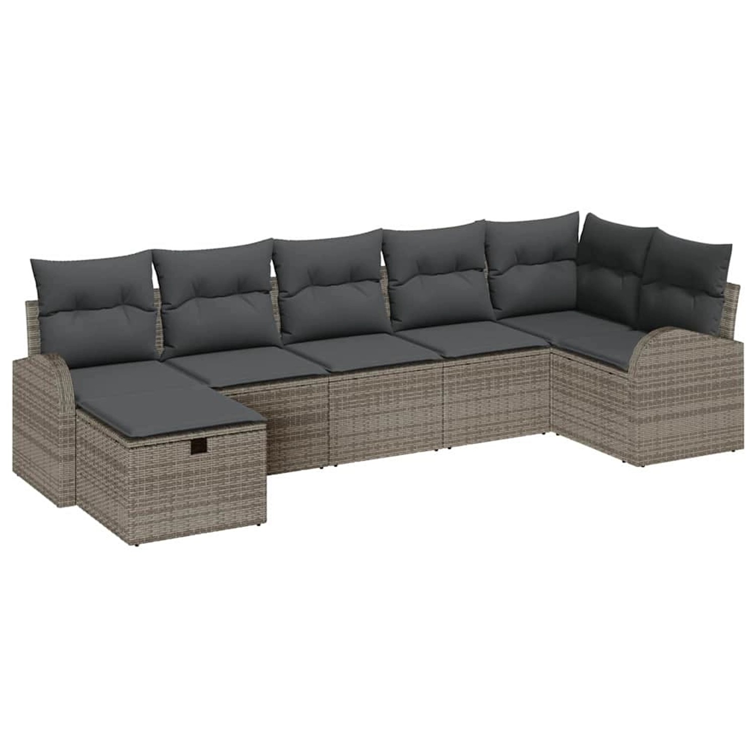 vidaXL Garten-Sofa-Set mit Kissen mit Speicher 7-Tlg Grau Poly Rattan 33604 günstig online kaufen