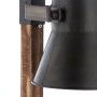Detailansicht der schwarzen Brilliant Tischleuchte Plow aus Stahl und Holz.