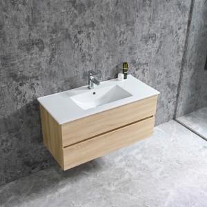 Sanotechnik Einzelwaschtisch Corbo 100 cm, braun matt, mit zwei Schubladen und Softclose.