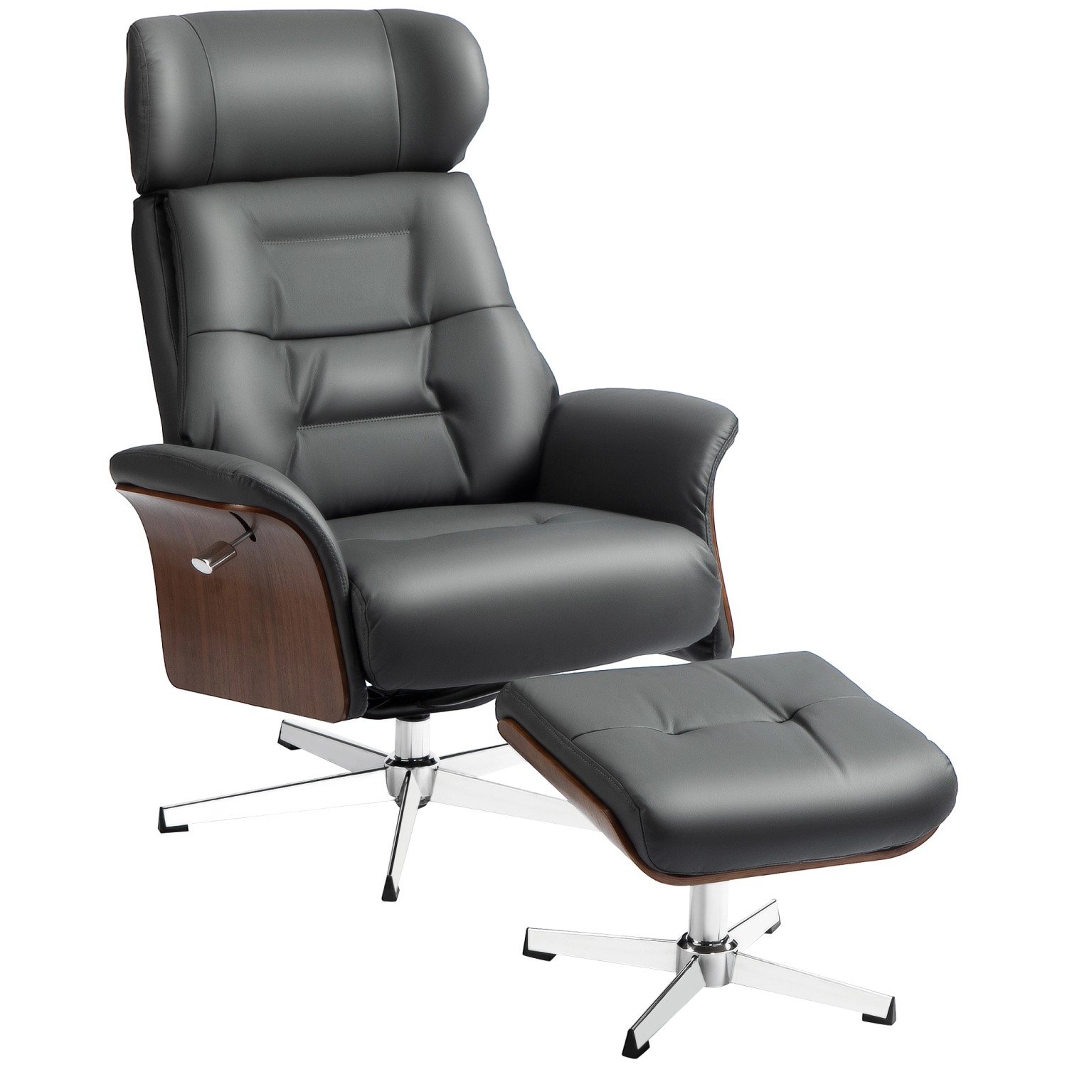 HOMCOM Relaxsessel mit Hocker Kunstleder Dunkelgrau 80L x 84B x 108H cm günstig online kaufen