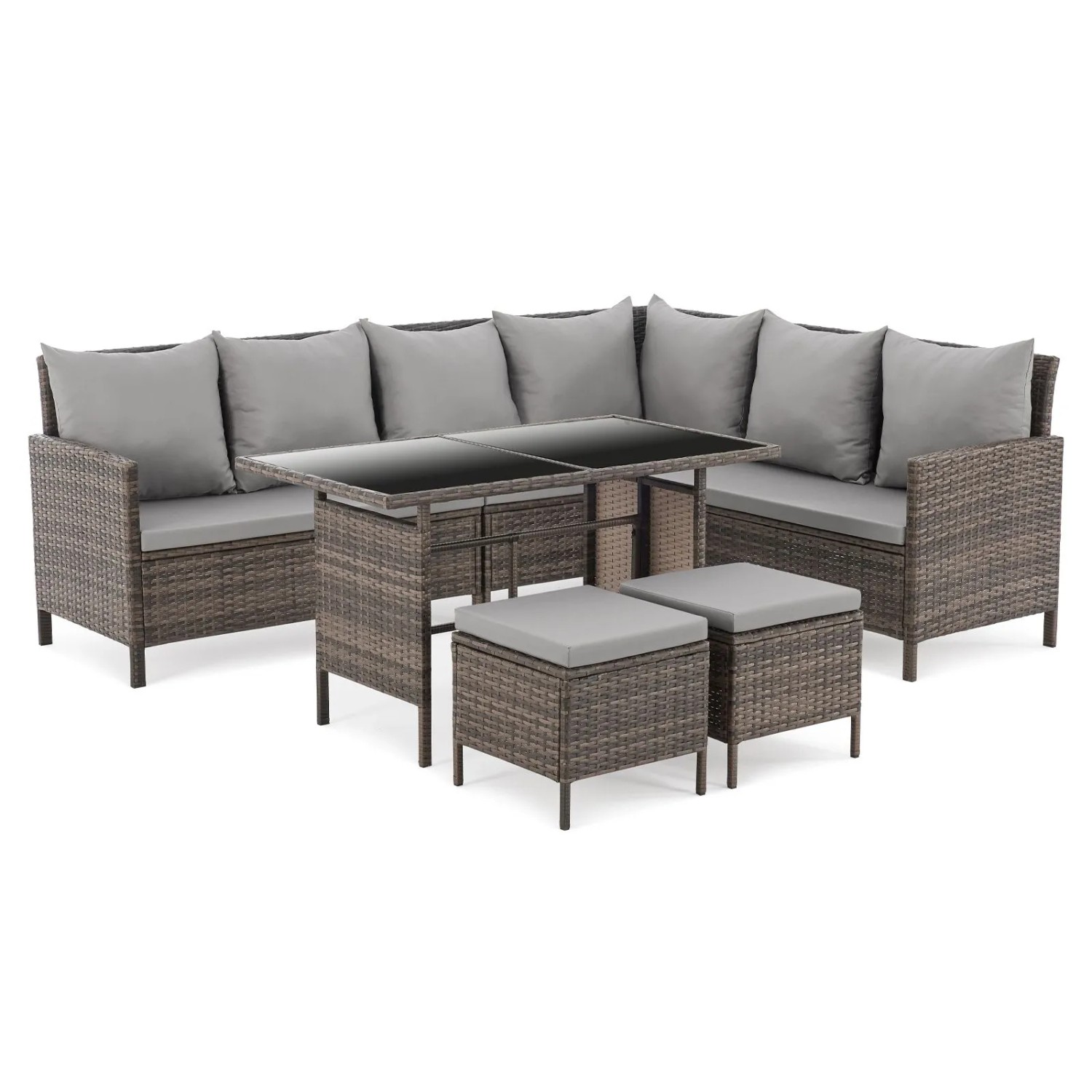 Svita Madison Rattan-Lounge Ecksofa Rattan-Lounge Gartenmöbel-Set Braun