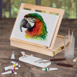 Artina Milano Staffelei-Set mit Acrylfarben, Keilrahmen, Pinseln und Malspachtel. Ideal für Künstler.