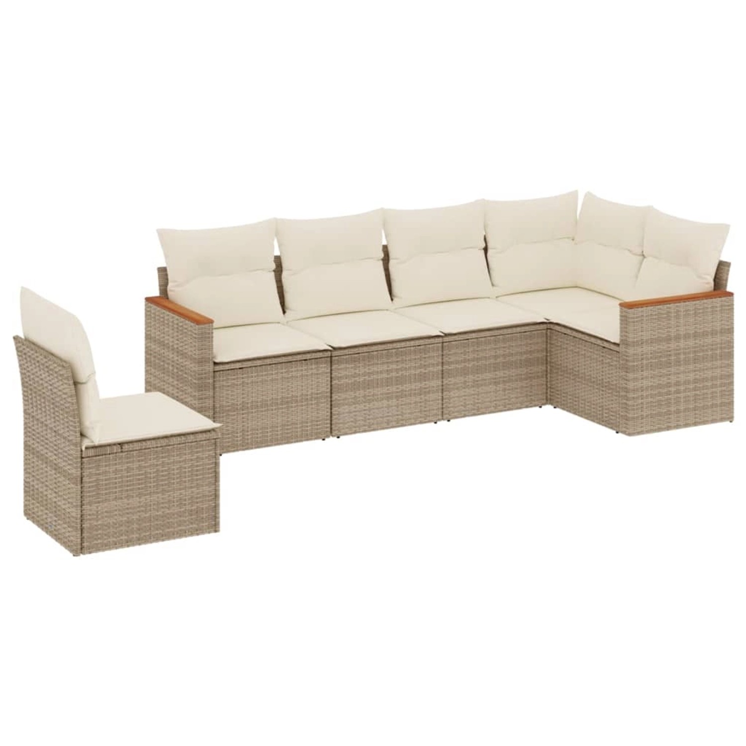 vidaXL 6-Tlg Garten-Sofagarnitur mit Kissen Beige Poly Rattan 3226016 günstig online kaufen