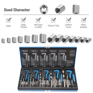CCLIFE Gewindereparatur Set, 131-teilig, mit Einsätzen und Hülsen in Metallbox. Handwerkzeug für Gewindereparaturen.