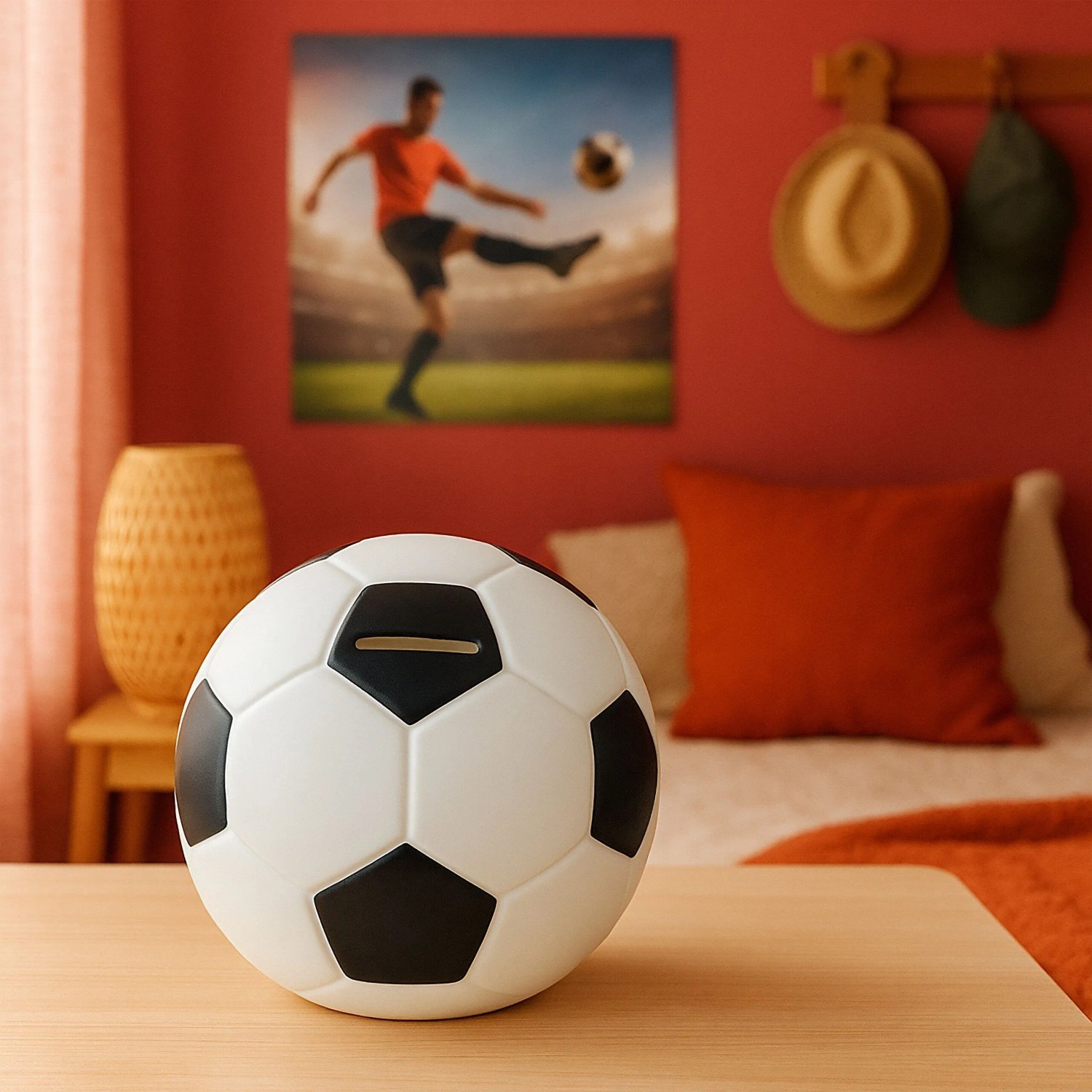 Relaxdays Fußball Spardose Kunstharz Kunststoff Schwarz Weiß 15 cm x 15 cm 300 g_3
