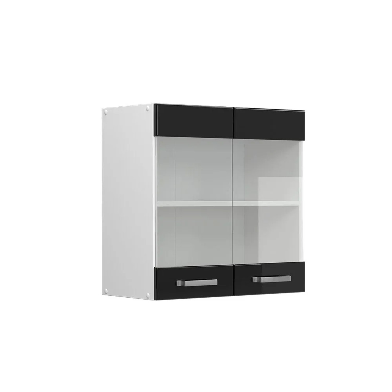 Vicco Küchenglasschrank R-Line Glashängeschrank Schwarz Hochglanz Weiß 60 cm