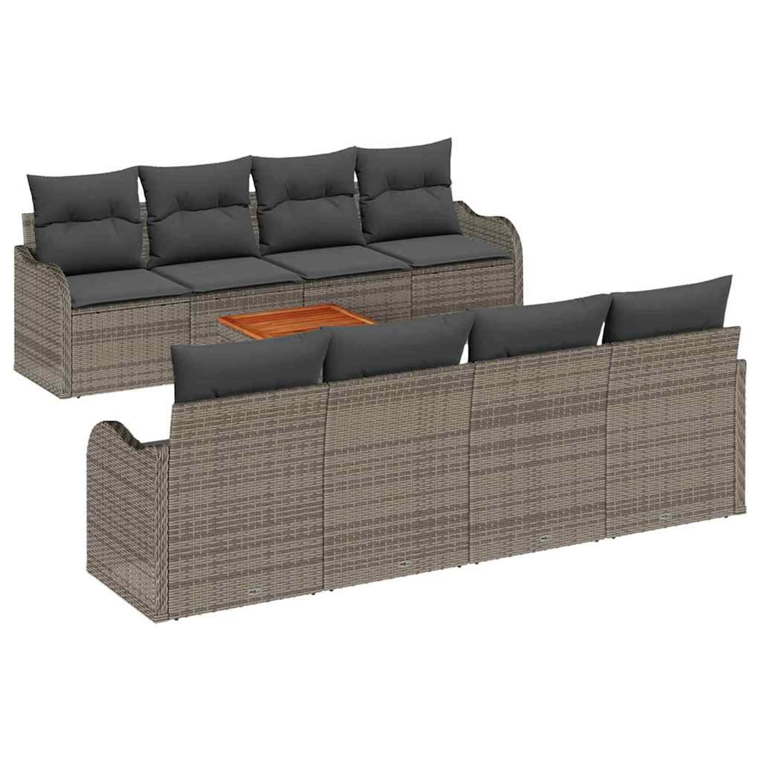 vidaXL 9-Teiliges Garten-Sofa-Set mit Kissen Grau Poly Rattan Akazie 334742 günstig online kaufen