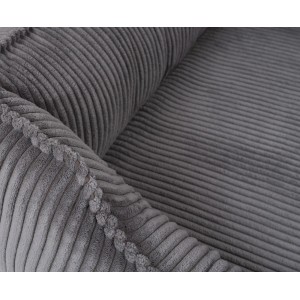 Detailaufnahme: Graues Knuffelwuff Hundebett Nunavut aus Cord, orthopädisch, XXL.