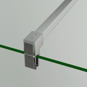 Detailaufnahme: Verchromter Stabilisator für Duschwand (6-10mm Glas).