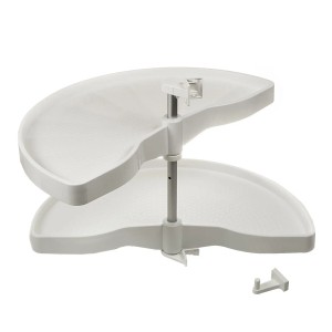 SOTECH Halbkreis Eckschrankbeschlag Weiß Drehbodensystem für Eckschränke mit Korpusbreite 900 mm