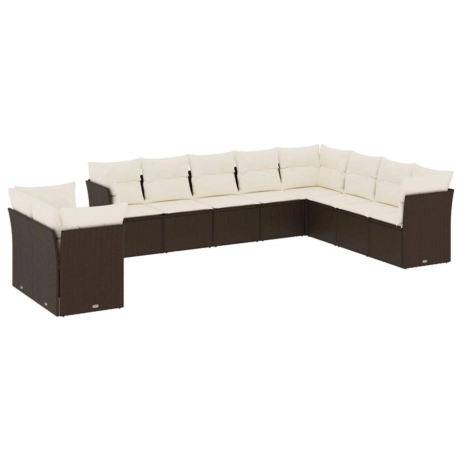 vidaXL 10-Tlg Garten-Sofagarnitur mit Kissen Braun Poly Rattan 3249702 günstig online kaufen