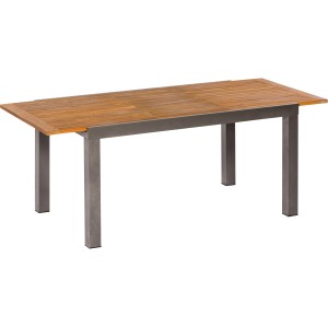 Rechteckiger, brauner Merxx Gartentisch Santorin, ausziehbar auf 200x90 cm, mit Aluminiumgestell.