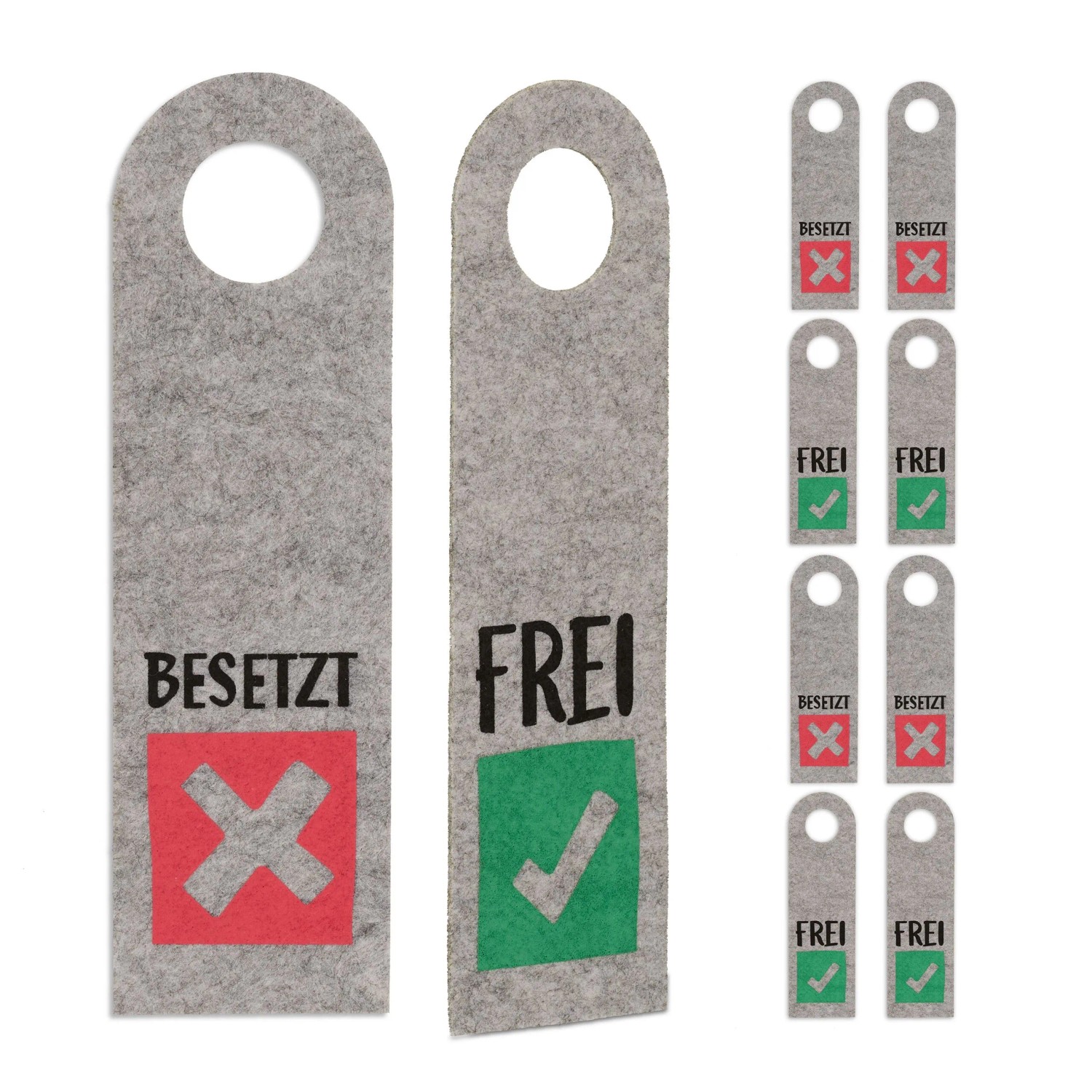 Relaxdays Türschild Besetzt Frei 10er Set Filz Grau Wendbar 27 cm x 8 cm x 0,2 cm